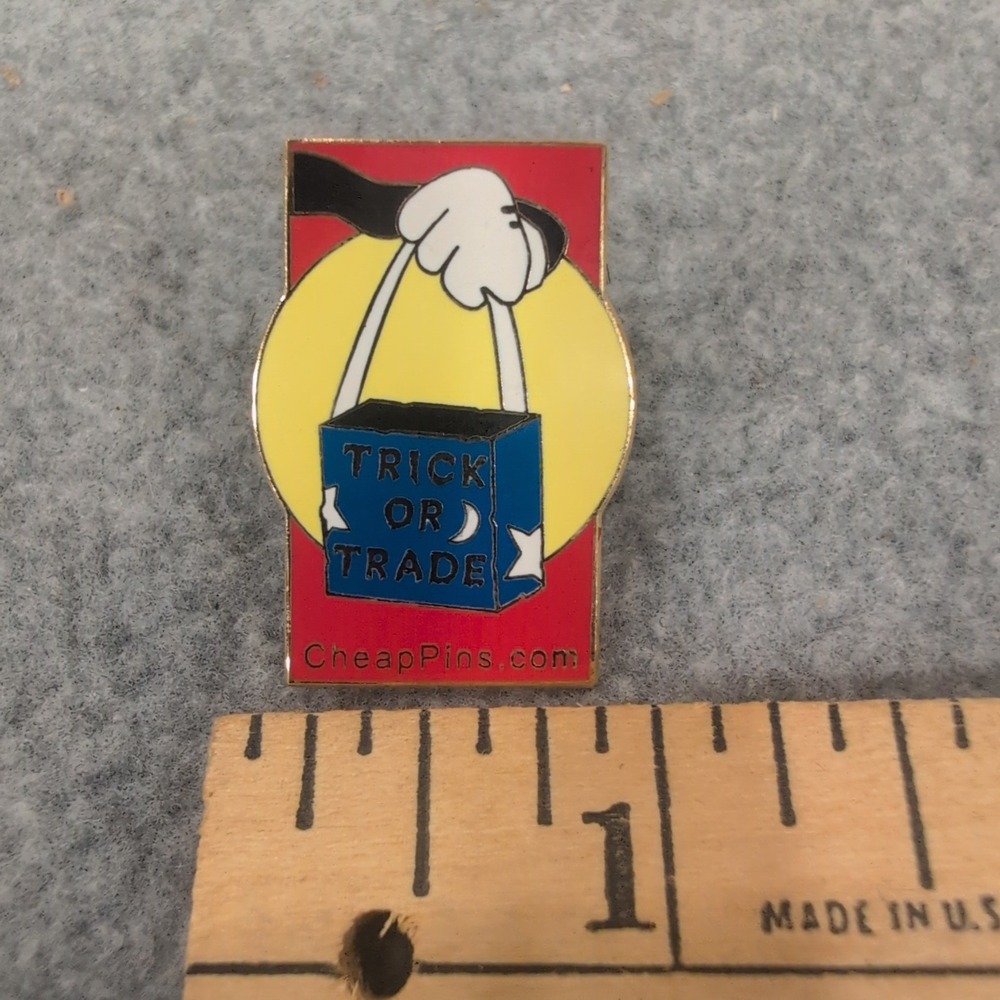 Trick or Trade Halloween Enamel Pin Mickey Back CheapPins PinPros Trading Flair - Picture 2 of 4